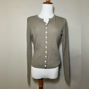 ICICLE Size 6 38 Premium Luxury 100% Wool Button Long Sleeve Ribbed Knit